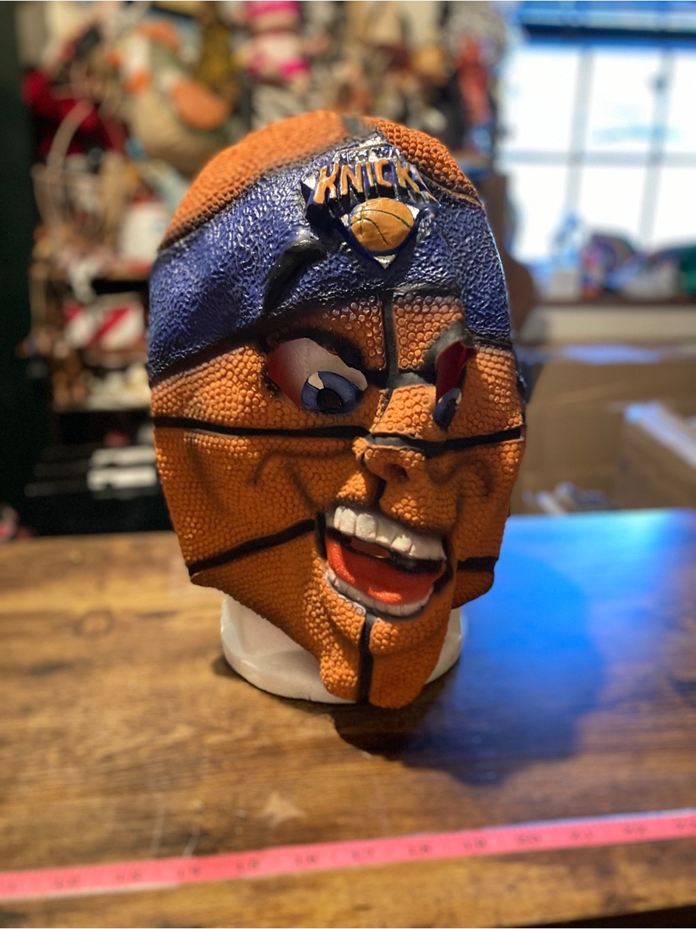 Halloween/cosplay mask of New York Knicks basketball face